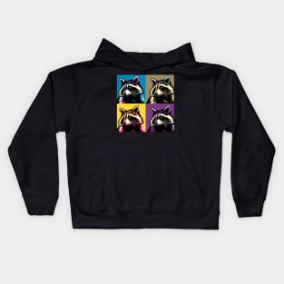 Urban Wildlife Flair: Pop Art Raccoon Spectacle Kids Hoodie